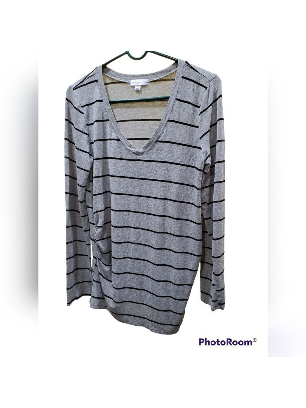 Juniper Lane Gray Stripe Maternity Long Sleeve Top XL